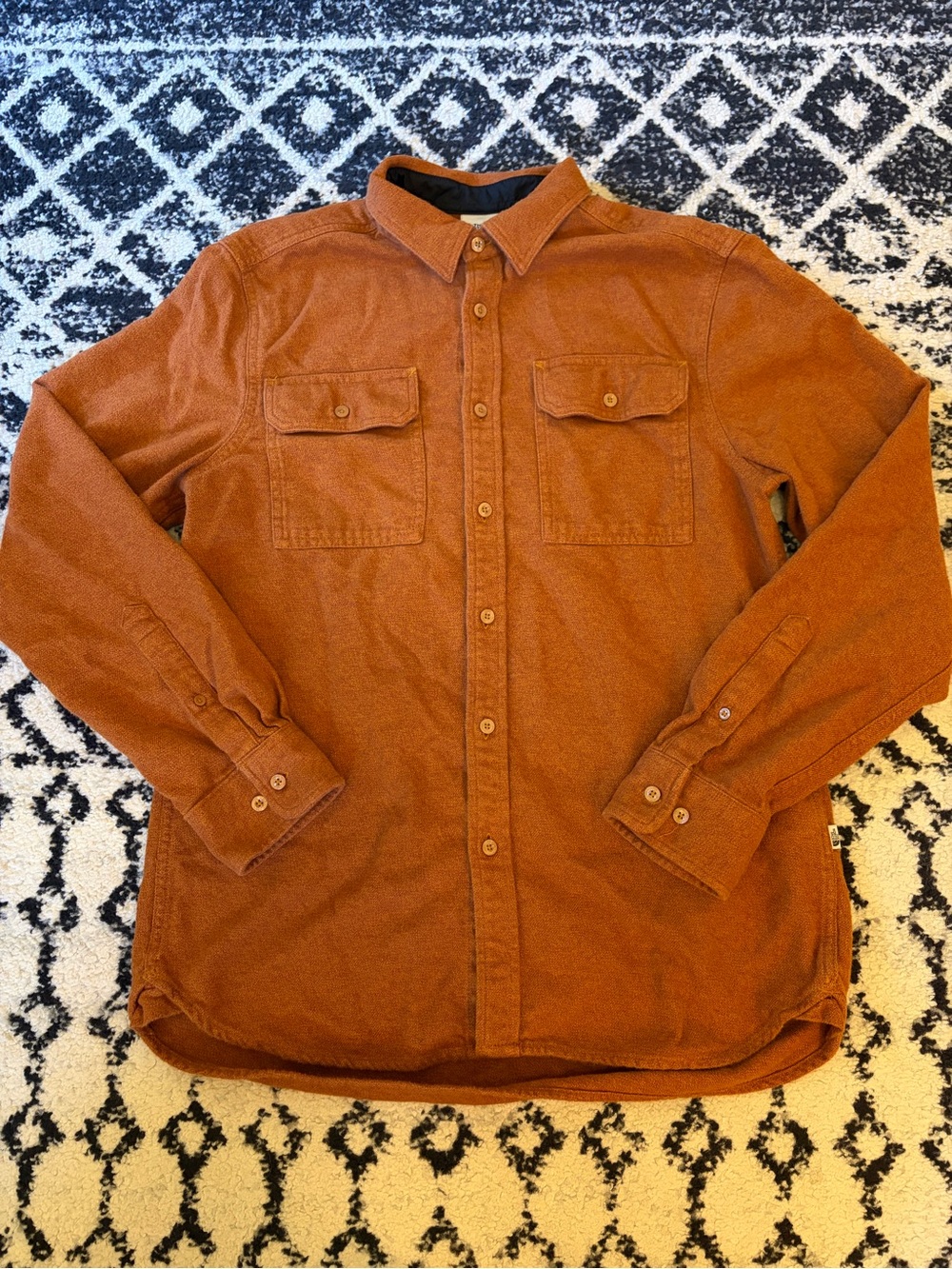 The North Face Men Mid Weight Flannel Long Sleeve Shirt Burnt Orange M Fall Warm